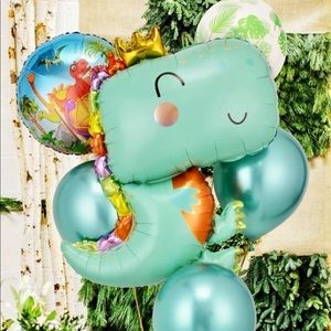 Cartoon Dinosaur Balloon Set, 8 Pcs, Foil & Latex